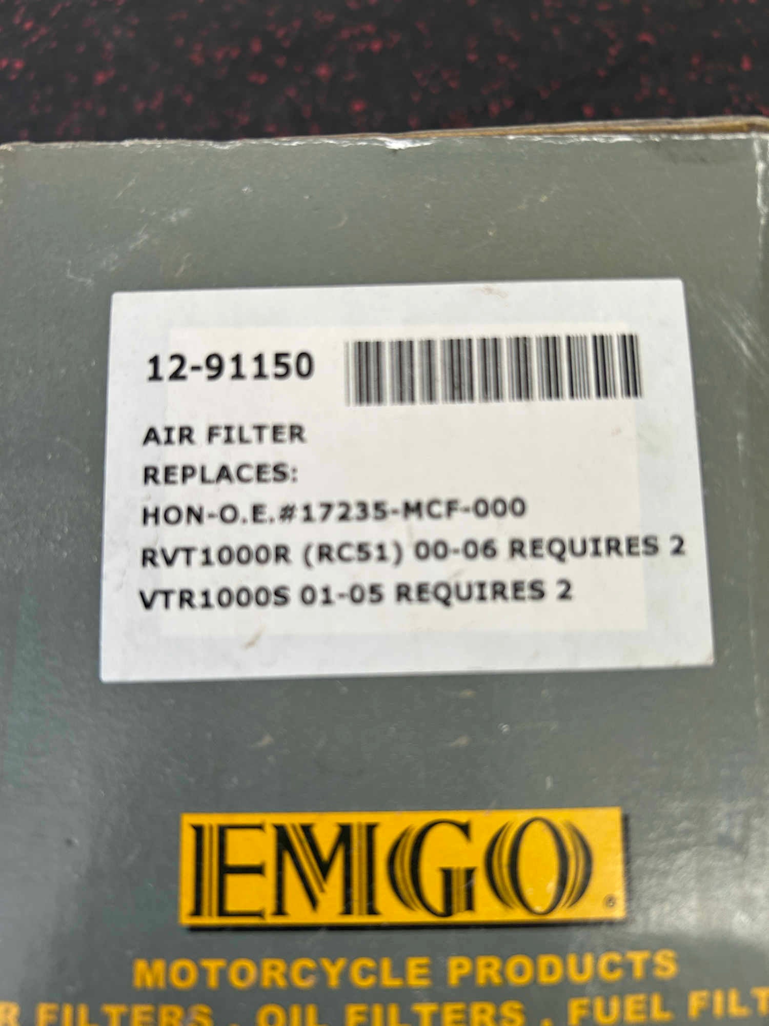 Honda RVT1000R RC51 EMGO Air Filters Pair 2000-2006 SP1 SP2